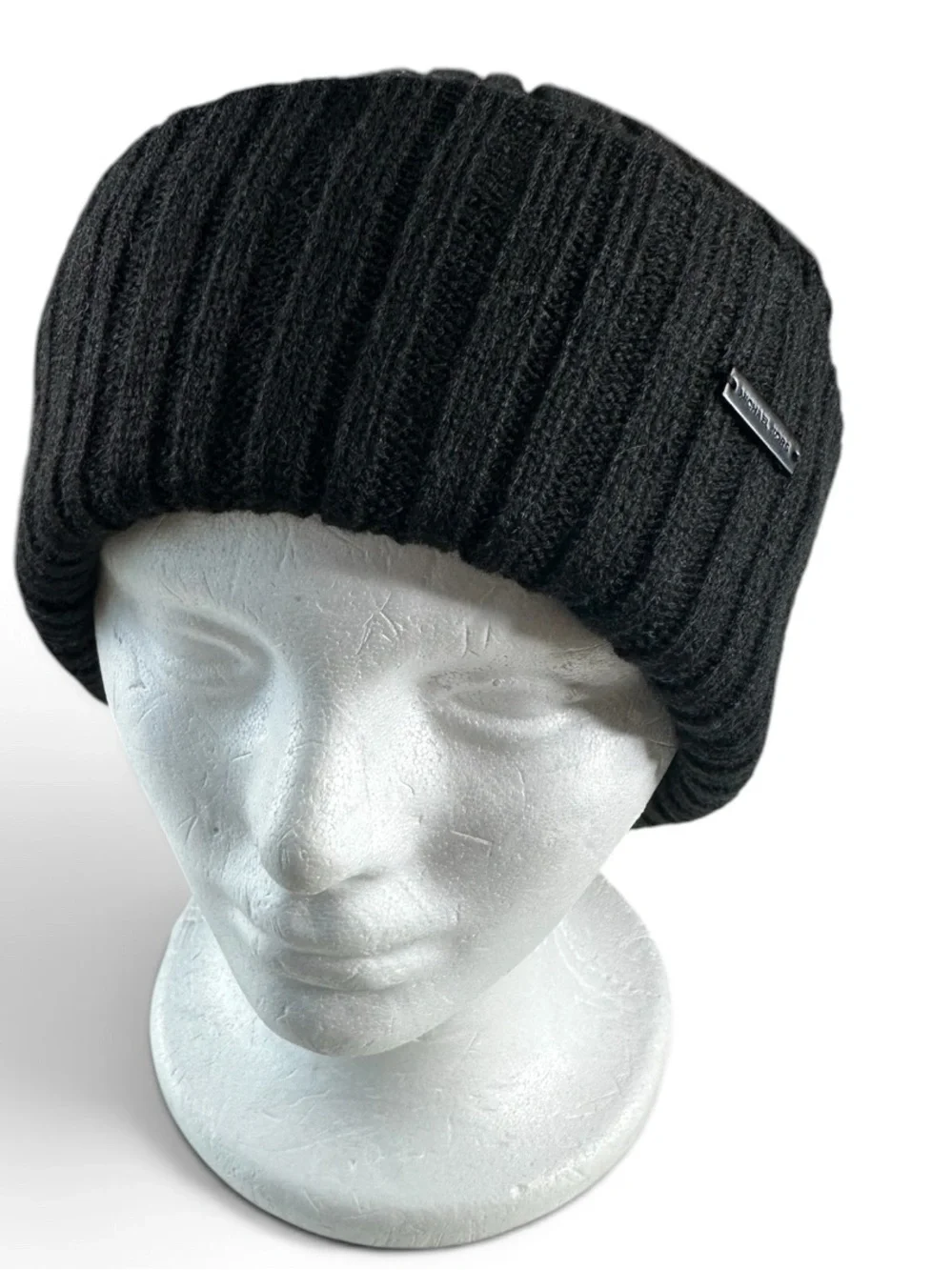 Michael Kors Black Ribbed Knit Fleece-Lined Slouchy Beanie NWT